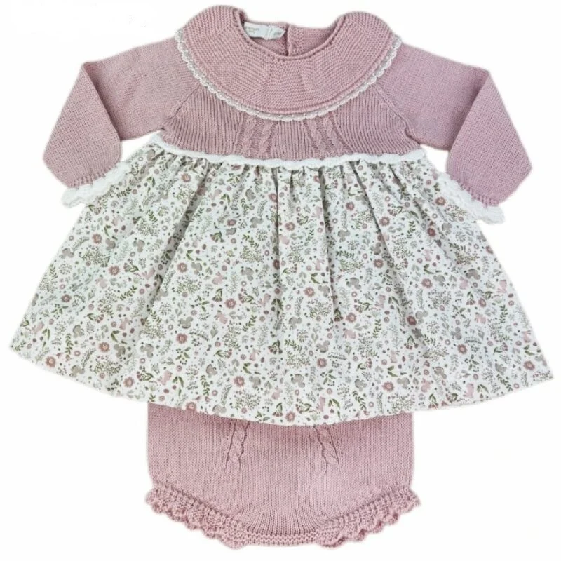Vestido Flores Malha Bebé