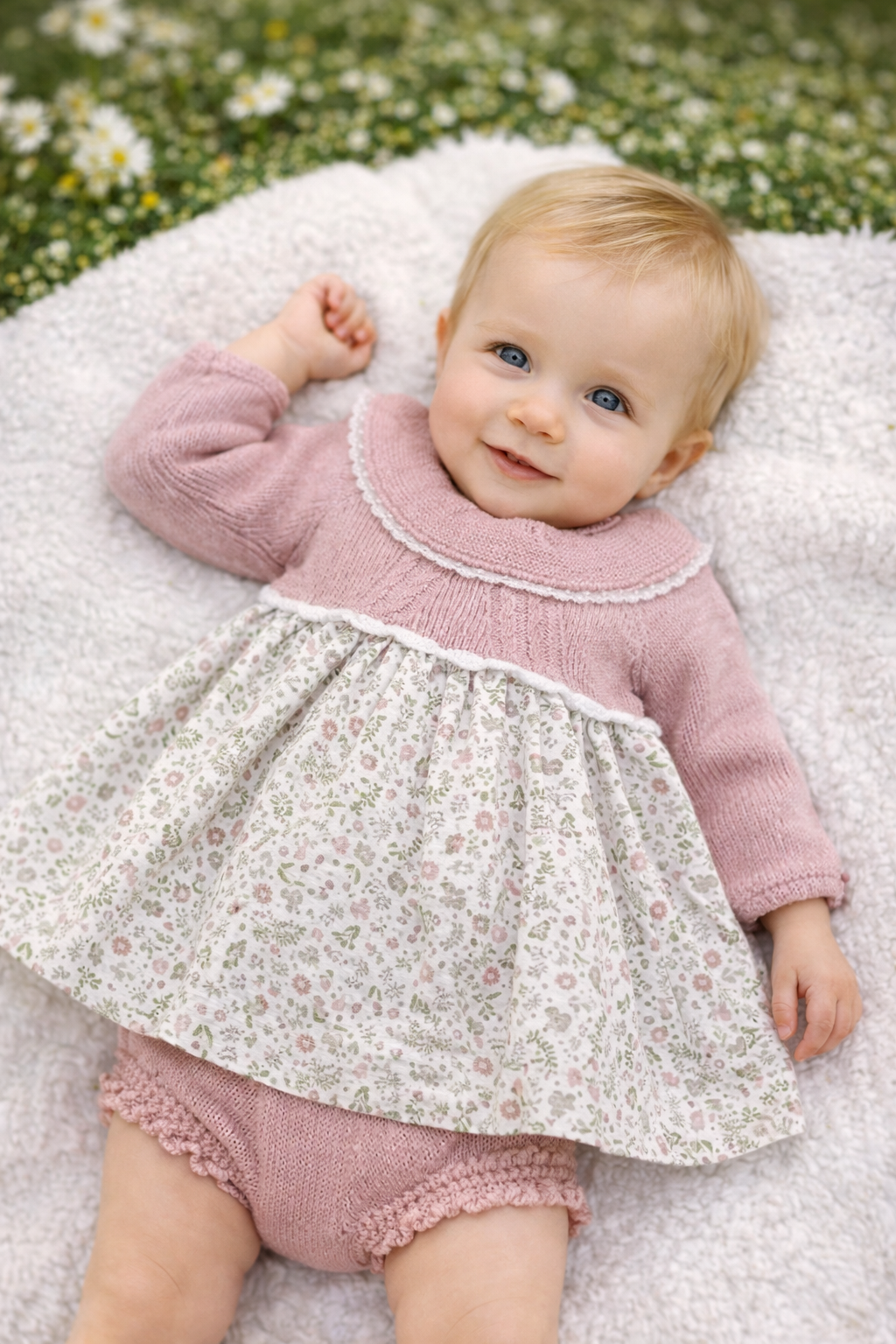 Vestido Flores Malha Bebé