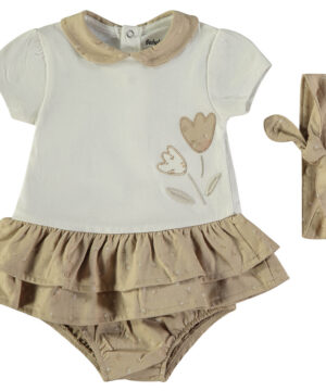 Vestido 3 Peças Folhos