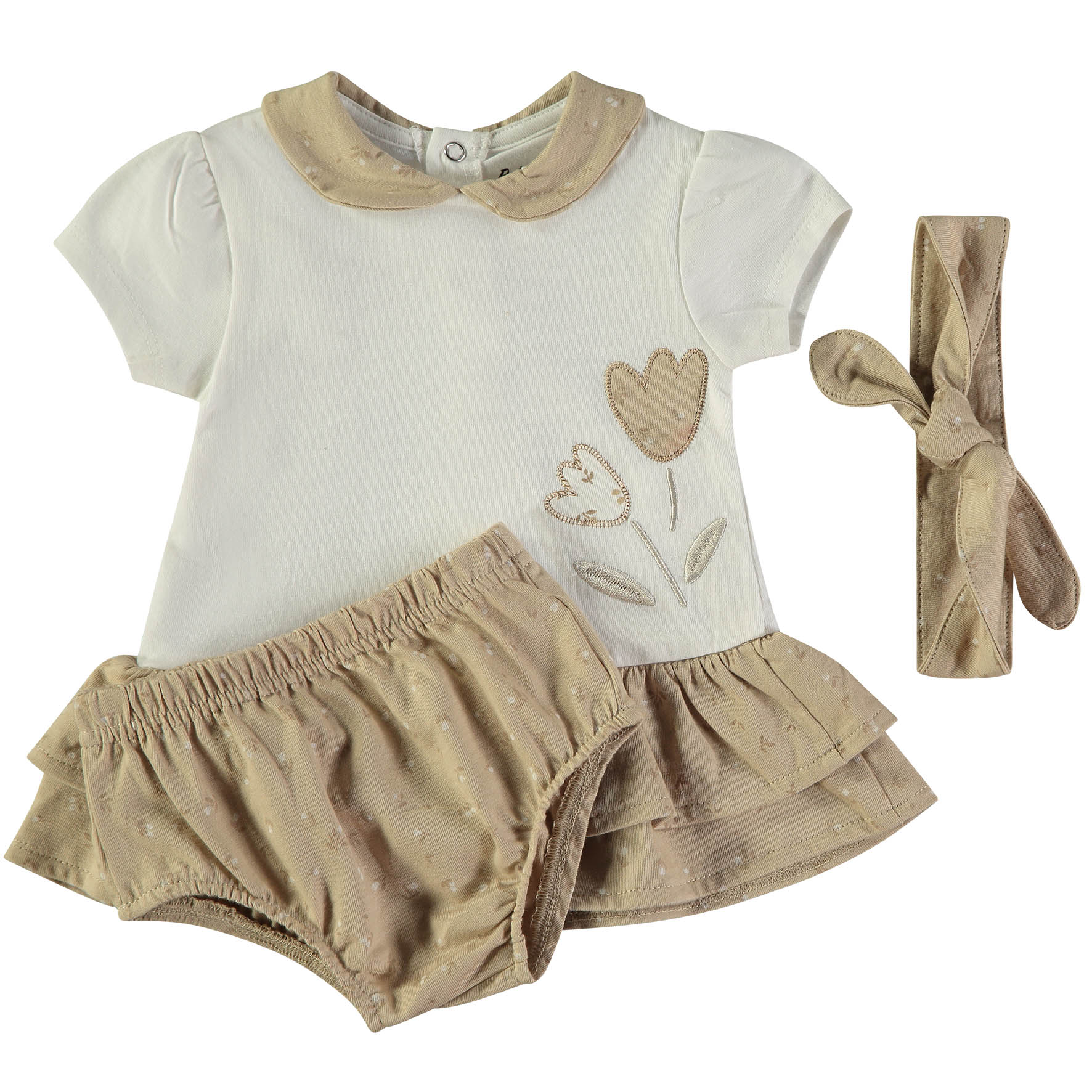 Vestido 3 Peças Folhos